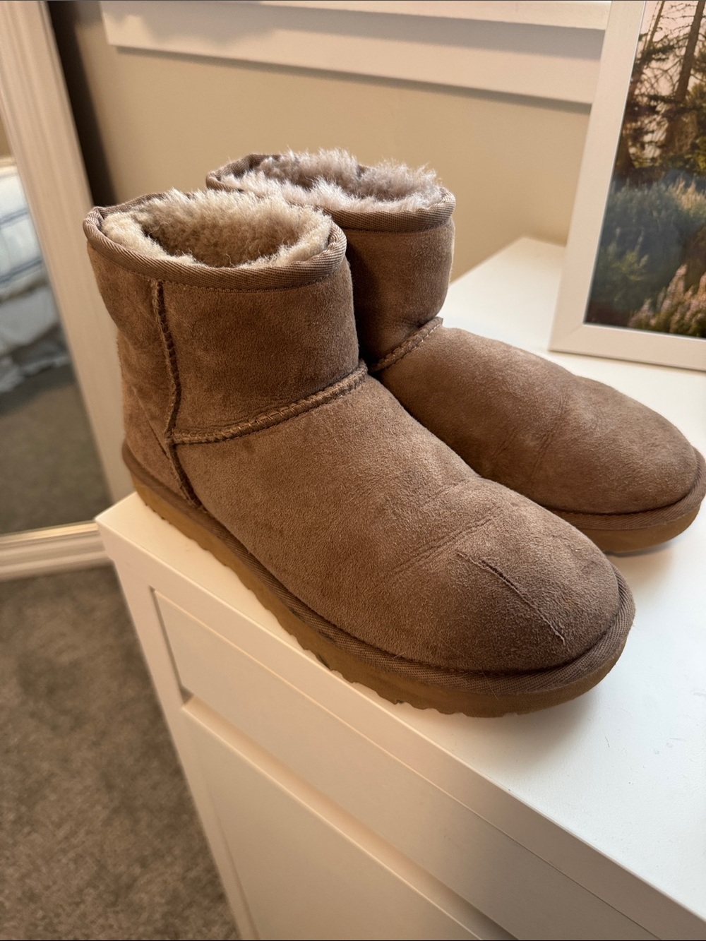 UGG Kids Mini Suede Ankle Boot in Chestnut